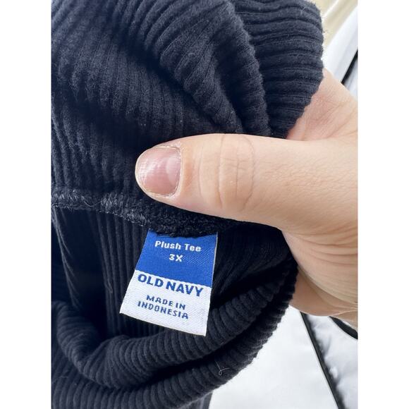 NEW Old Navy Plus Size 3X Women Black Ribbed Plush Tee Long Sleeve 34-14 - Picture 4 of 11